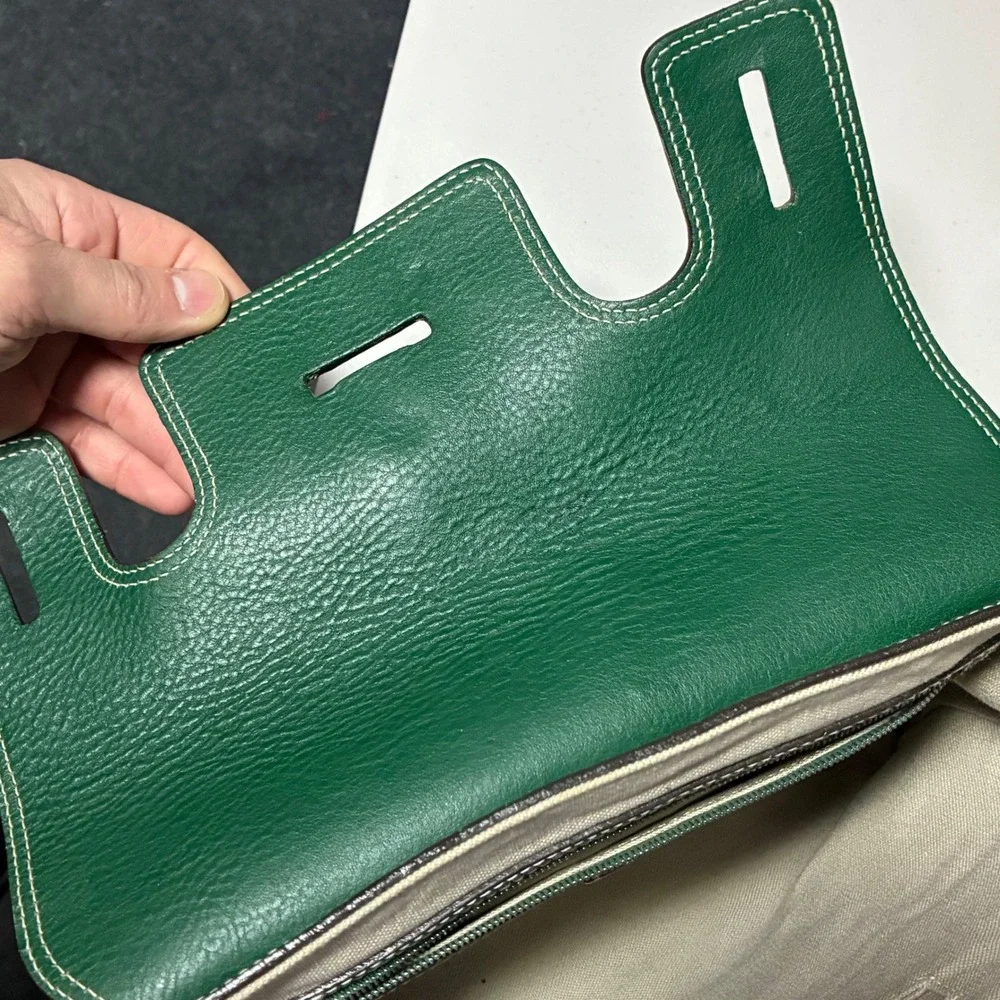 Luella Leather Bartley Giselle Grommet Satchel Hand Bag Green